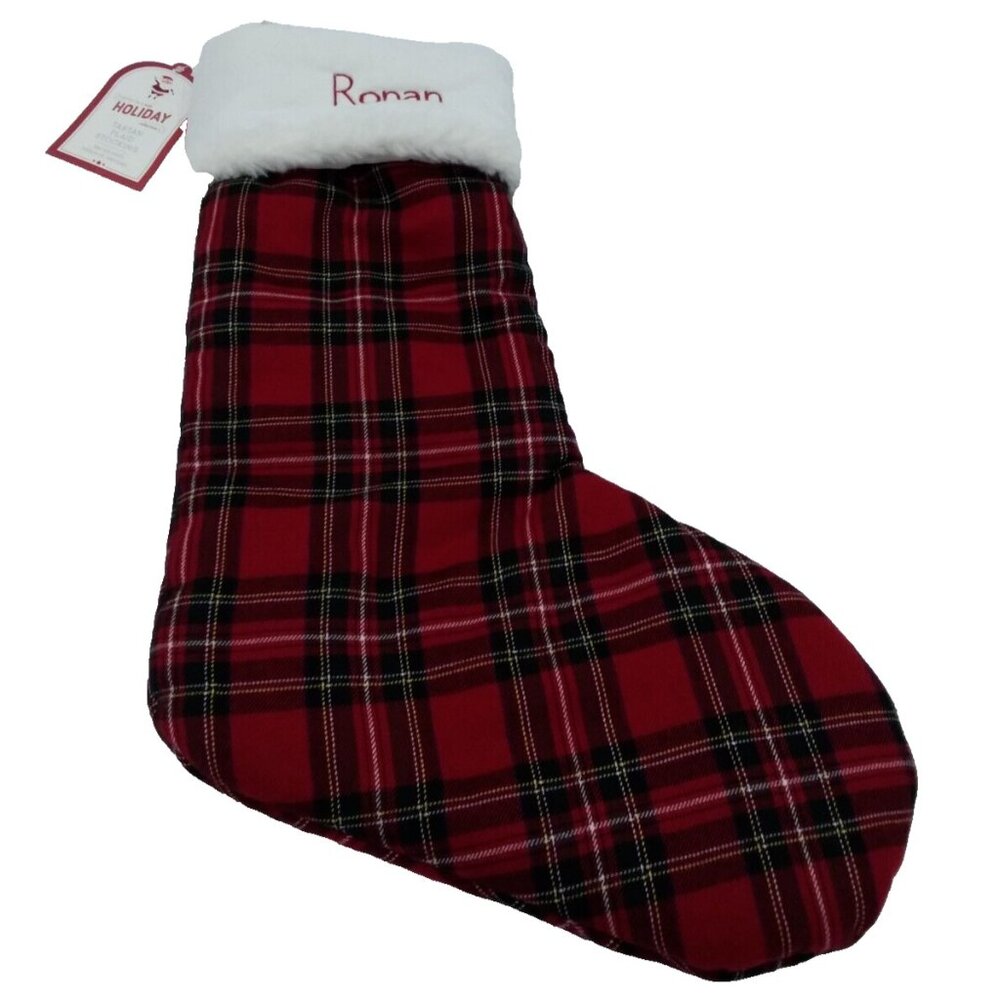 Pottery Barn Kids Ronan Tartan Plaid Stocking Holiday Christmas Quilted Xmas